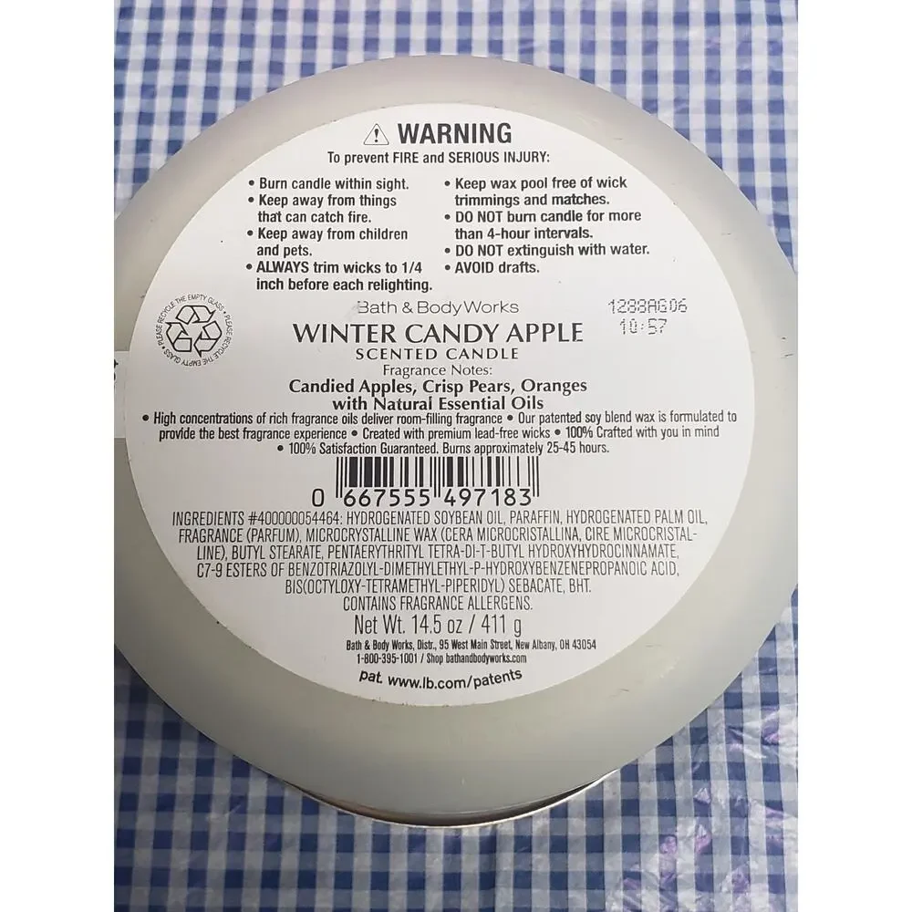 BBW Winter Candy Apple Large 3 Wick Candle Holiday Home Fragrance Decor